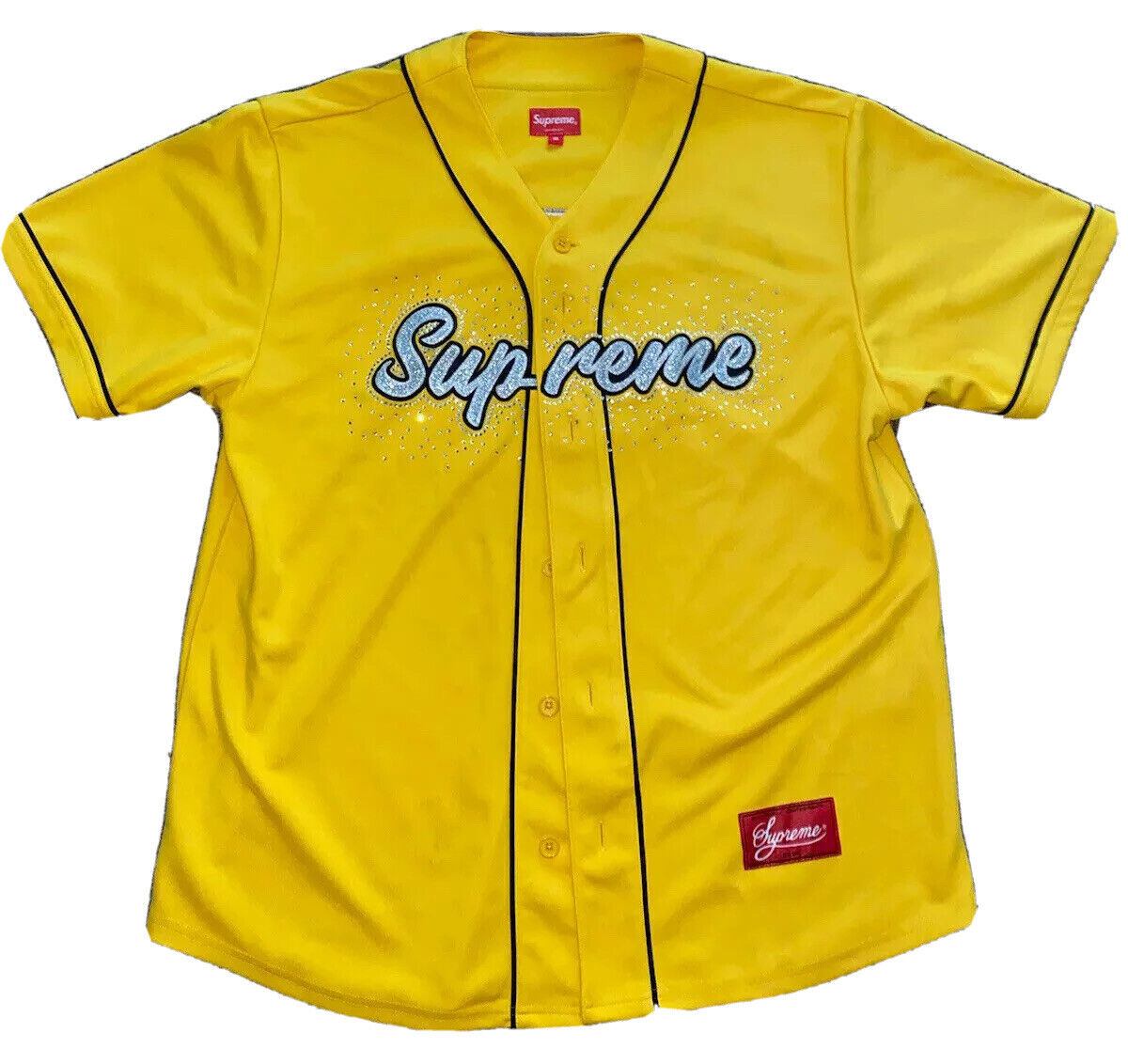 Supreme Rhinestone Baseball Jersey L