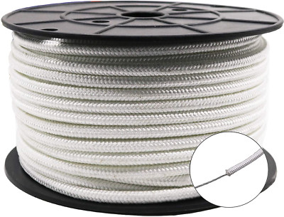 Wire Center Flagpole Rope 5/16'' X 100 Feet - Braided Polyester Line with Steel C