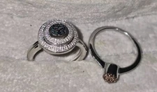 Sterling silver Blue Red white diamond Changeable Ring Set Halo QVC JTV HSN