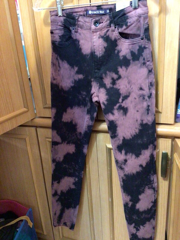 TRACTOR BLU JULIA SLIM HI RISE JEANS BLACK & PURPLE SIZE 25 SUPER STRETCHY NWT B