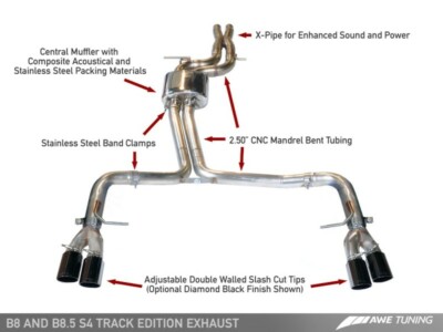 AWE Tuning Audi B8 / B8.5 S4 3.0T Track Edition Exhaust - Diamond Black Tips