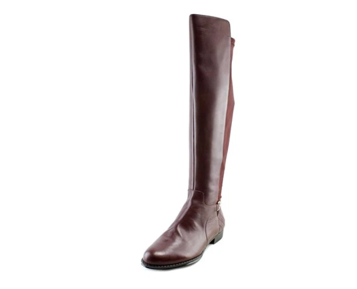 Isaac Mizrahi ~ Cuero ~ Elástico ~ Botas Sobre la Rodilla ~ Talla 7.5 ~ Borgoña - Imagen 1 de 4