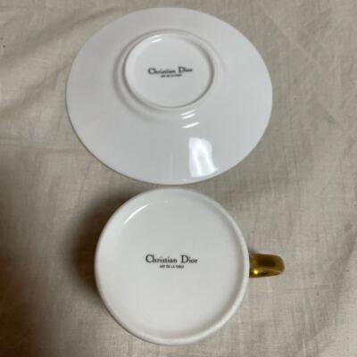 Christian Dior ART DE LA TABLE Pair Cup & Saucer Tableware Logo