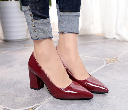 Zapatos Para Mujer de Vestir de Tacos Altos Para Trabajo Oficina Rojo Negro  Rosa | eBay