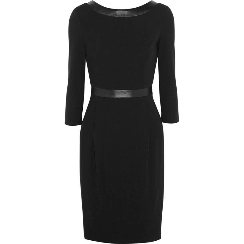 Robe fourreau neuve Gucci en viscose noire unie col bateau manches 3/4 longueur genou M