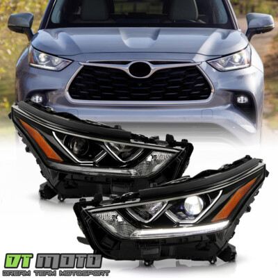 For 2020-2023 Toyota Highlander w/LED High Low Beam + DRL Projector Headlights
