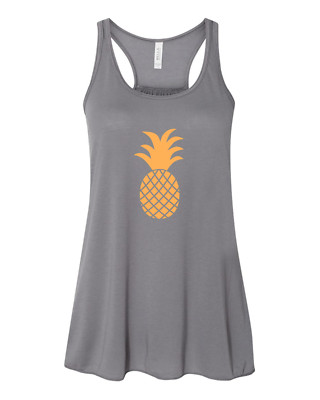 Premium Quality Golden Metallic Pineapple Tank Top Beach Girl Vacation Racerback