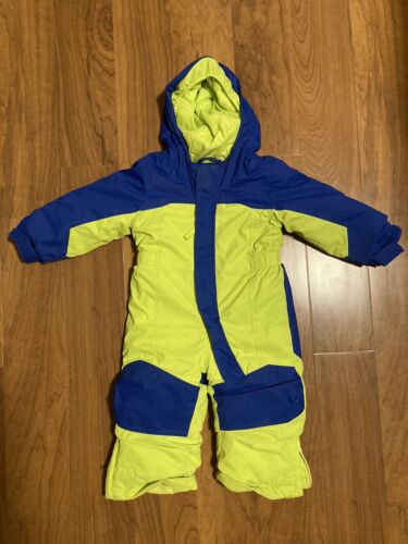 LL Bean Snowsuit Infants Toddlers 12-18 Months Blue Yellow Grow Cuffs Baby Kids - Picture 1 of 1