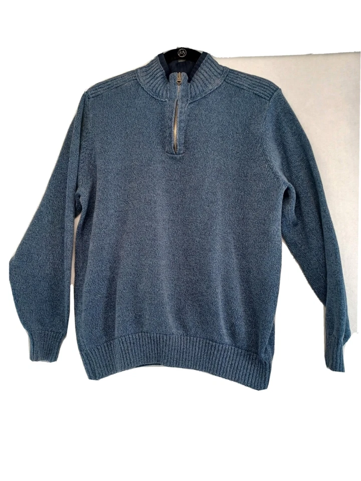 Dockers Sweater Men's Large/G Blue 1/4 Zip Golf Long Sleeve Pullover 100% Cotton - Image 2 of 4