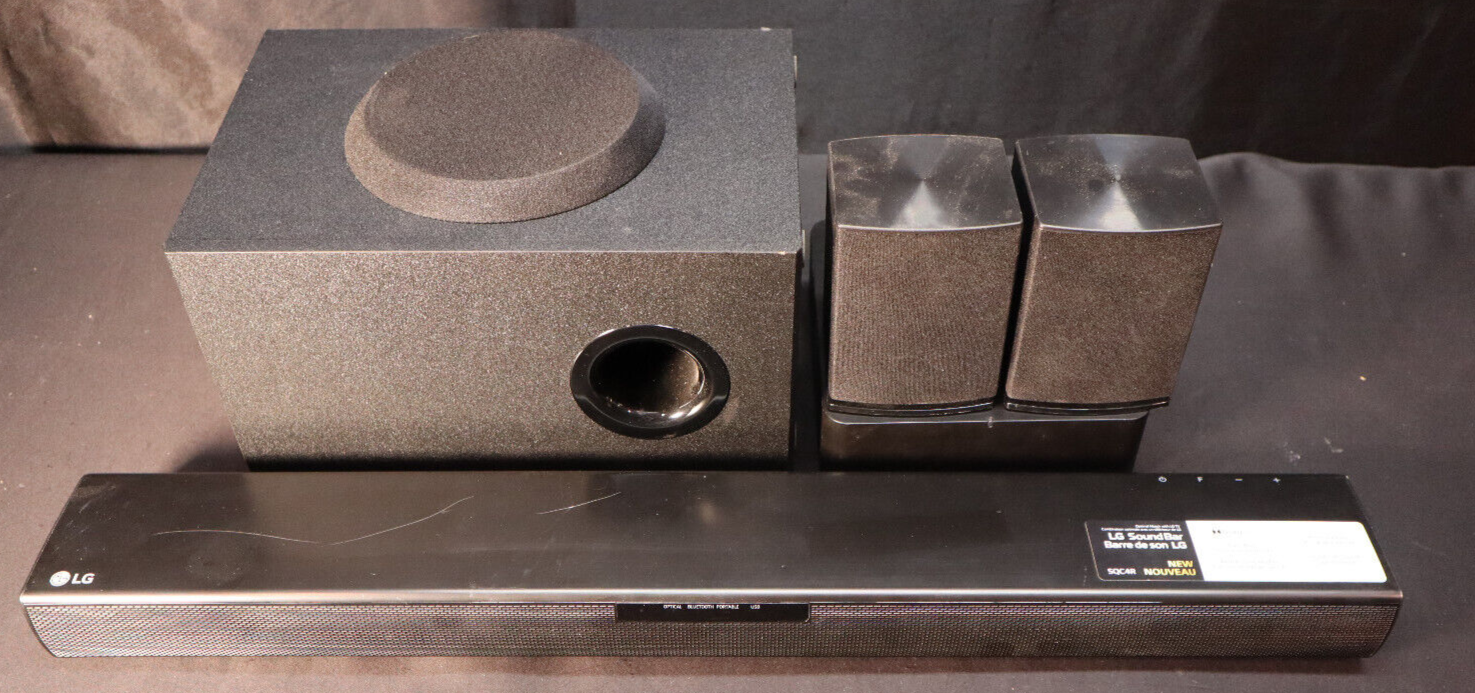 LG Soundbar SQC4R 4.1 Ch Soundbar With Speakers/Accessories For Parts Or Repair-image