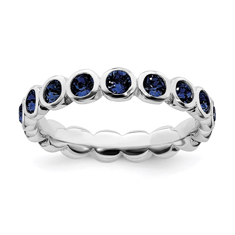 Sterling Silver Stackable Expressions September Swarovski Ring