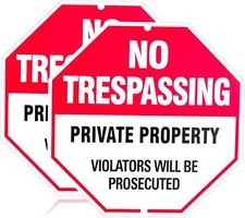 Matel Private Property No Trespassing Signs 12x12 inch inches, 2-Pack 