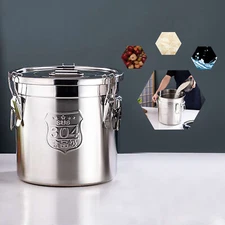 12L Stainless Steel Cereal Rice Storage Container Bucket Airtight Canister + Lid
