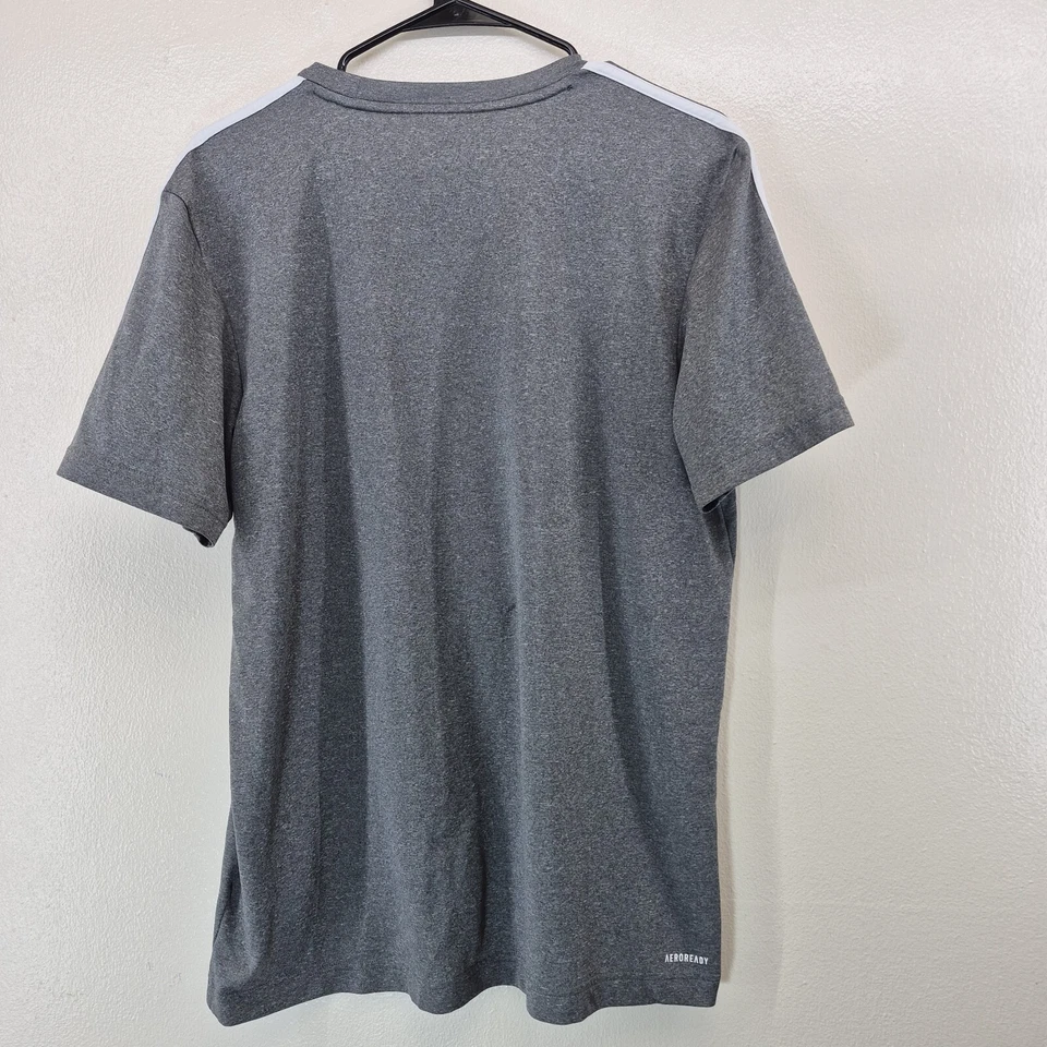 Adidas Aeroready Athletic T-Shirt • Large • Gray with White Stripes - Image 2 of 4
