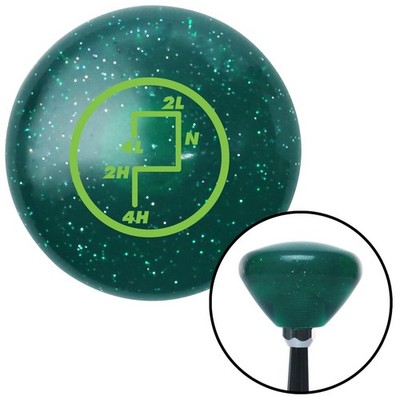 Green Transfer Case #6 Green Retro Metal Flake Shift Knob w/ M16x1.5 Insert