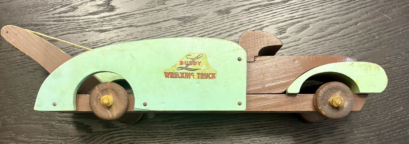Antique VERY OLD Wooden Buddy L Wrecking Truck Toy 1930s 1940s