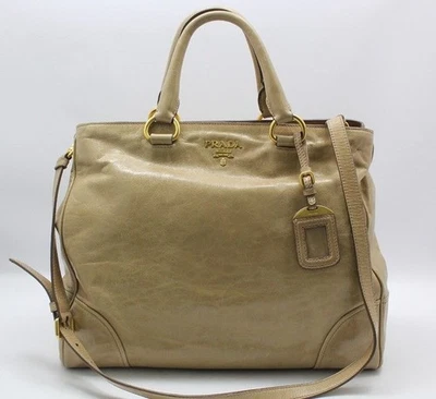 Prada BN2325 Beige Vitello Shine Gold Shoulder Bag 28257317 [P] - Photo 1/4