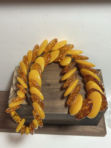Collana vintage MCM Baltico polacco butterscotch tuorlo d'uovo miele ambra 23,5" 134 g - Foto 16 di 18