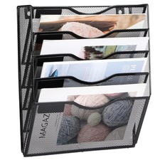 ZYLEN Wall File Holder Sleek Black Metal Organizer for Documents and Fol