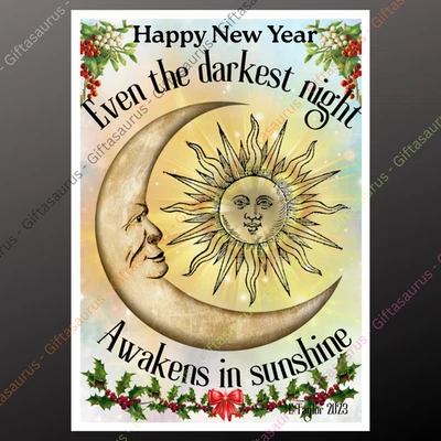 E TAYLOR ART Personalised New Year Card Pagan Inspirational Christmas Seeded multipack Option