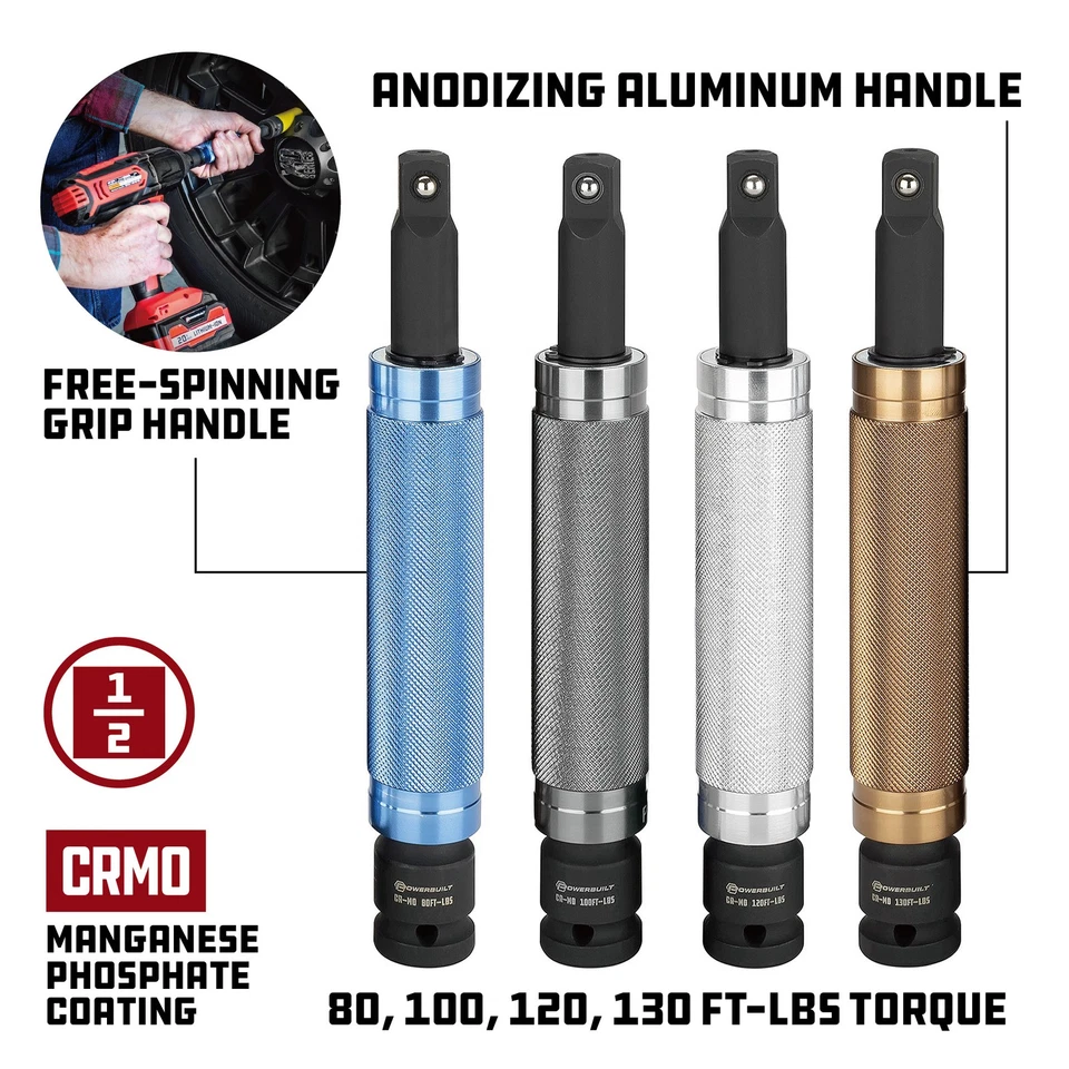 Powerbuilt 8 Piece Torque-Limiting Extension Bar and Lug Nut Socket Set - 240258 - Image 3 of 4