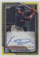 2024 Bowman Chrome Prospect Yellow Refractor 57/75 Fraymi De Leon Auto 14md