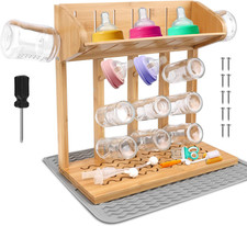 Windspeed Wooden Bottle Drying Rack for Baby Bottle Rack Dryer with Drain Pad, S