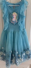 Disney Frozen Elsa Blue Snowflake Dress Girls 6X Costume Party Flutter Sleeve