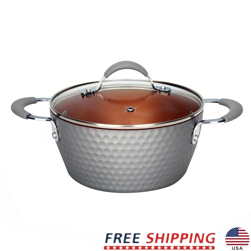 2.1Qt Aluminum Non-Stick Induction Pot with Lid Durable Kitchen Cookware