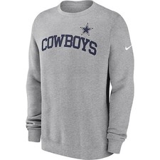 Dallas Cowboys Nike NFL Club Crewneck Sweatshirt Men's 2XL XXL Heather Gray NWT