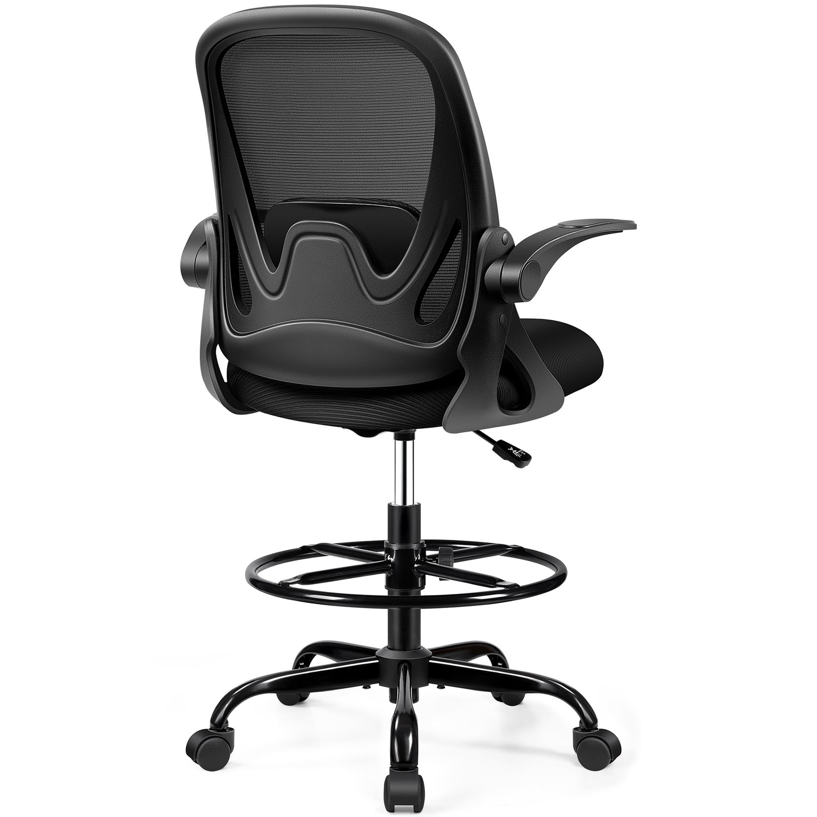 Tall Office Chair With Flip-up Armrests - Black