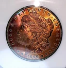 1896-P $1 Morgan Silver Dollar MS67 PL Colorful Toning