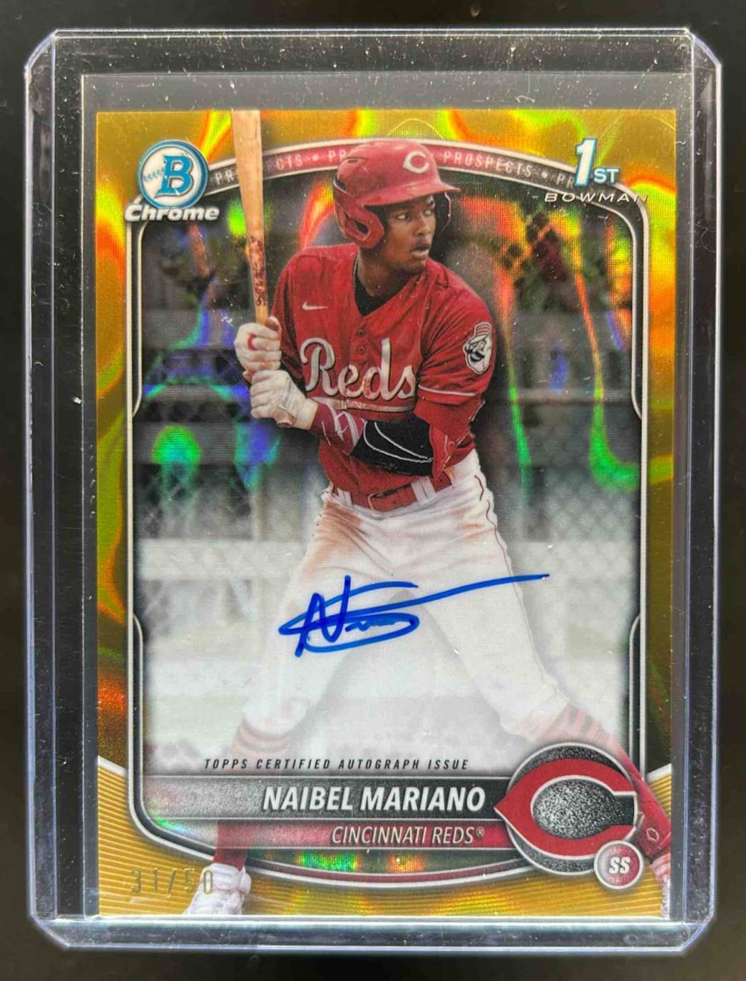 2025 Bowman Naibel Mariano Chrome Auto Gold Lava Refractor 1st #31/50