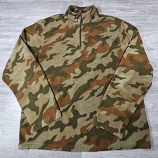 Starter Camo Fleece 1/4 Zip Pullover Long Sleeve Mens Large Green Hunting
