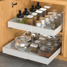 4 Pack Pull Out Cabinet Organizer Expandable, Adhesive with Nano Film, Pull Out