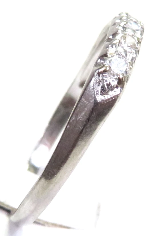 Antique Art Deco 1920s Diamond Wedding Band Platinum Ring Size 9 UK-R1/2 EGL USA - Image 4 of 4