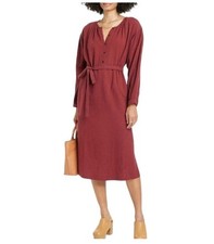B2 New Universal Thread Women's S Balloon Long Sleeve Tie Front Shirt Dress