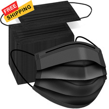 ZTANPS 100 PCS Disposable Face Masks, 1 Count (Pack of 100), Black-100pcs 