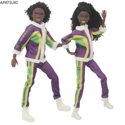 Lila Sport Kleidung Set für Barbie Puppe Jacke Hose Schuhe Outfits für Ken Puppe