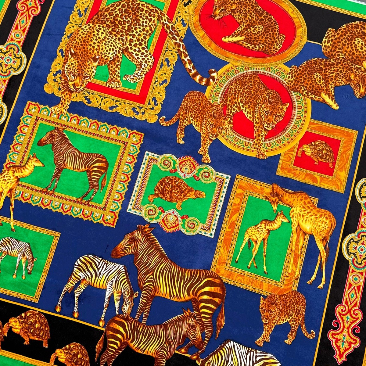 GIANNI VERSACE 1990s velvet fabric panel Exotic Animals print size