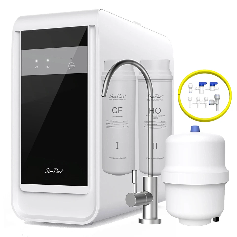 Sistema de filtro de agua de ósmosis inversa SimPure 600GPD RO con tanque de almacenamiento a presión