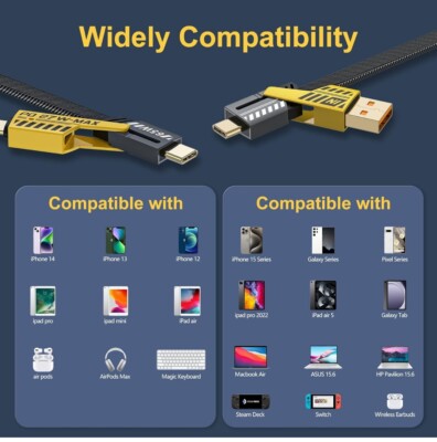 Multi USB Ladekabel 4 in 1 Universal：1.0M Schnellladekabel 65W  Type C