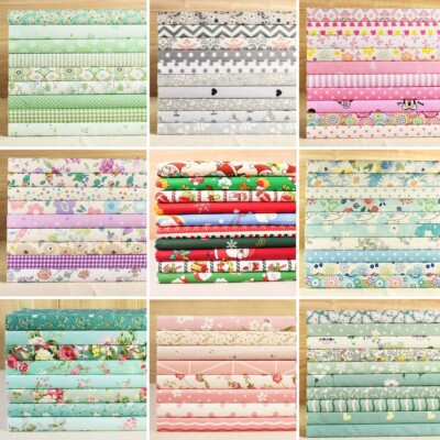 Sewing Cotton Fabric Bundles 10'' Squares Quilting Patchwork Floral Scraps Lot
