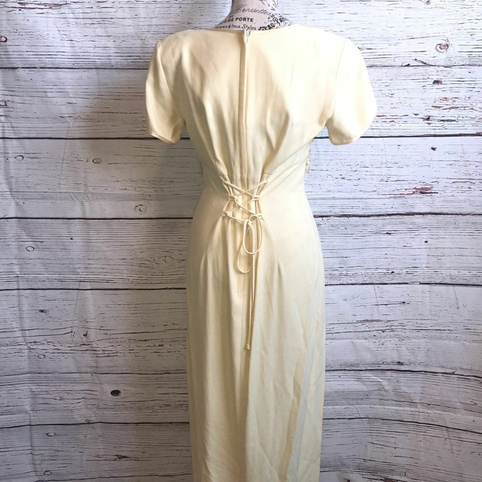 Vintage Be Smart yellow dress with lace - image 9