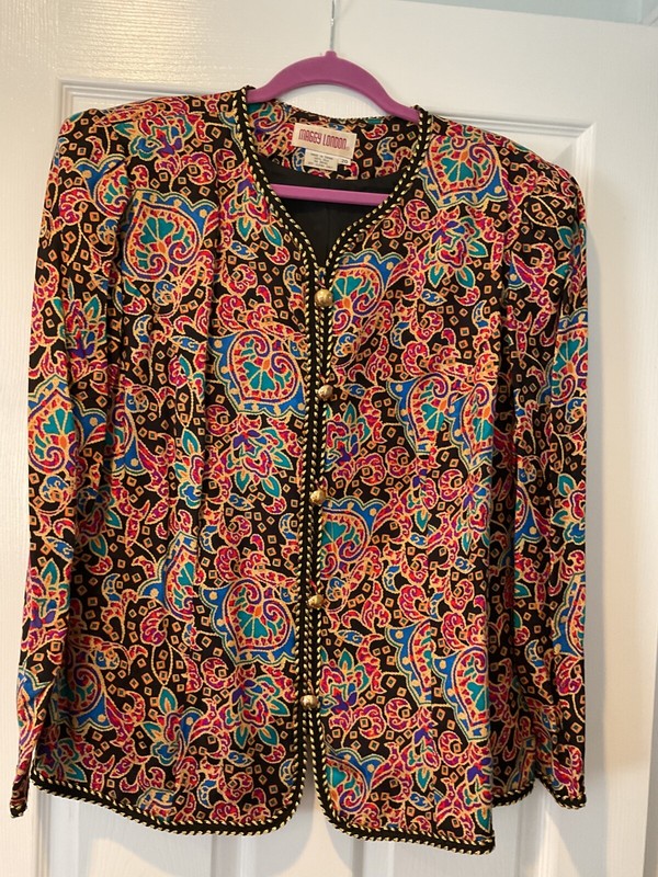 Vintage Maggy London Jewel Tones 100% Silk Jacket 20/XL/XXL