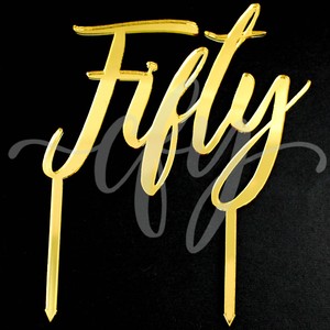 50th Birthday Cake Topper Acrylic Party Decorations Script Fifty