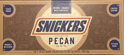 SNICKERS PECAN Chocolate Bars 1 Sealed Bx of 15 Limited Edition Sld Out BB 07/20