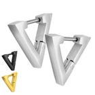 Stainless Steel Earrings Triangle Triangle Hoop Black Silver Gold Ear Jewelry Hoops