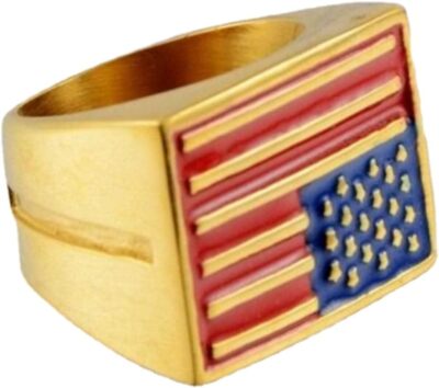 Stainless Steel Patriotic American Flag National Emblem Ring Jewelry Size 8-13