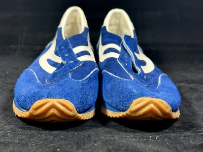 VINTAGE RARE 70's SKIPS Track Sneakers Blue White US Women's 4